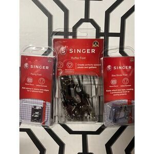 Singer Bundle Of 3 Items‎ Piping foot ruffles foot bias binding foot nwt